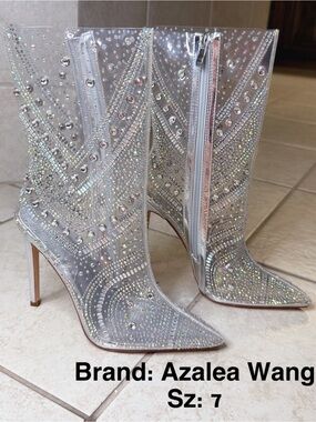 Azalea Wang Silver Crystal-Embellished Pointed-Toe Stiletto Booties
